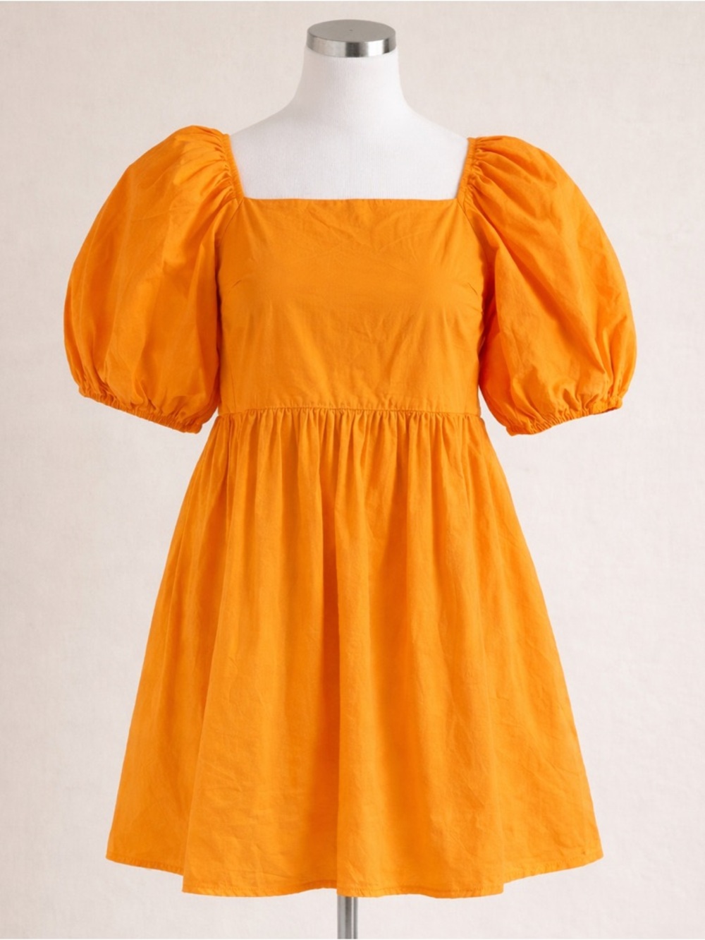 a new day bright orange puff sleeve mini dress casual summer